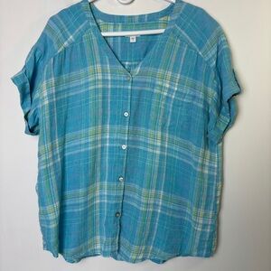 J. Jill love linen Plaid Shirt